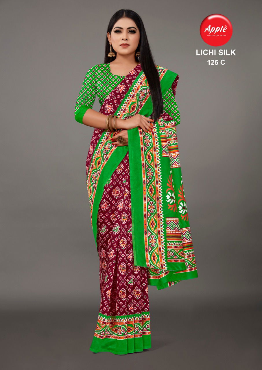 Apple Lichi Silk 125 Regular Wear Printed Latest Silk Saree Collection